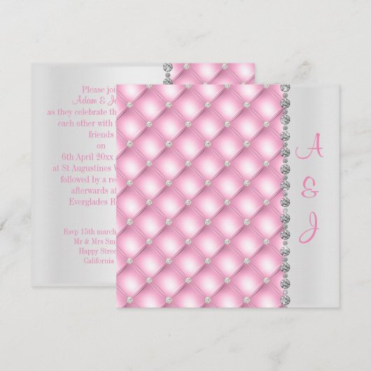  PINKDIAMOND WEDDING INVITATION KAART (Voorkant / Achterkant)