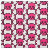 PINKDUGGERY - Hot Pink Skull & Crossbones Fabric Stof (Swatch)