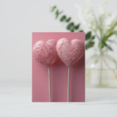 Pinke Cake Pops in Herzform Valentinstag Briefkaart (Staand voorkant)