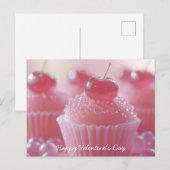 Pinke Cupcakes mit Kirsche Valentinstag Briefkaart (Voorkant / Achterkant)