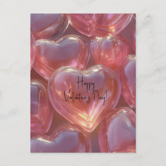 Pinke Herzen aus Glas Valentinstag Briefkaart