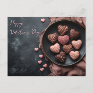 Pinke Herzen aus Schokolade Valentinstag Briefkaart