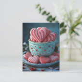 Pinke Herzen in Schüssel Valentinstag Briefkaart (Staand voorkant)