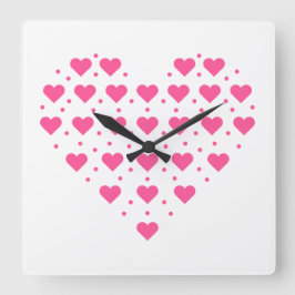 Pinke Herzen Vierkante Klok
