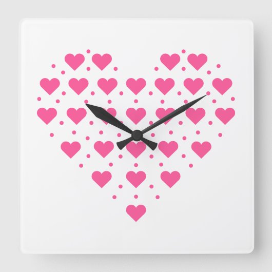 Pinke Herzen Vierkante Klok (Voorkant)