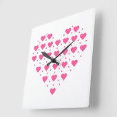 Pinke Herzen Vierkante Klok (Hoek)