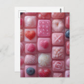 Pinke Pralinen und Süßigkeiten Valentinstag Briefkaart (Voorkant / Achterkant)