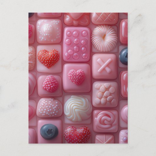 Pinke Pralinen und Süßigkeiten Valentinstag Briefkaart (Voorkant)