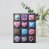 Pinke Pralinen und Süßigkeiten Valentinstag Briefkaart (Staand voorkant)