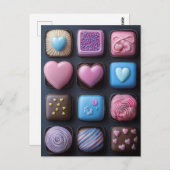 Pinke Pralinen und Süßigkeiten Valentinstag Briefkaart (Voorkant / Achterkant)