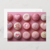 Pinke süße Cupcakes Valentinstag Briefkaart (Voorkant / Achterkant)