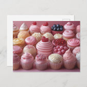 Pinke süße Cupcakes Valentinstag Briefkaart (Voorkant / Achterkant)