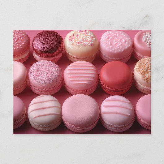 Pinke süße Macarones Valentinstag Briefkaart (Voorkant)