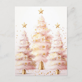 Pinke und goldene Weihnachtsbäume Briefkaart