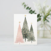 Pinke und grüne Weihnachtsbäume Briefkaart (Staand voorkant)