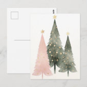 Pinke und grüne Weihnachtsbäume Briefkaart (Voorkant / Achterkant)