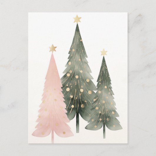 Pinke und grüne Weihnachtsbäume Briefkaart (Voorkant)