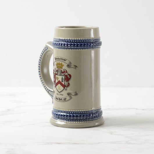 PINKELFEST STEIN - GRIJS. BIERPUL (Voorkant links)