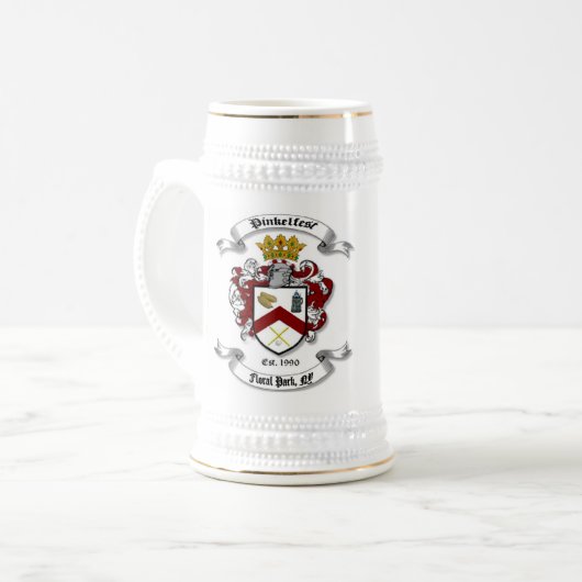 PINKELFEST STEIN wit Bierpul (Voorkant links)