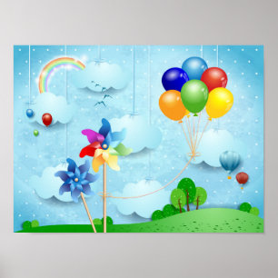 Pinkels en ballonnen poster