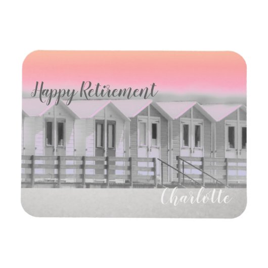 Pinkend zonsondergang Kornish strand hut Magneet (Horizontaal)