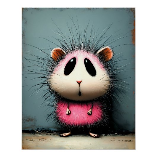 pinker flauschiger Hamster - Cartoon Comic Stil Perfect Poster (Voorkant)