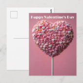 Pinker Herz Cake Pop Valentinstag Briefkaart (Voorkant / Achterkant)