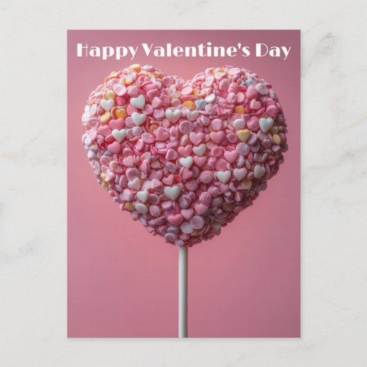 Pinker Herz Cake Pop Valentinstag Briefkaart (Voorkant)