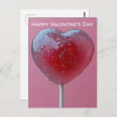 Pinker Herz Lollipop Valentinstag Briefkaart (Voorkant / Achterkant)