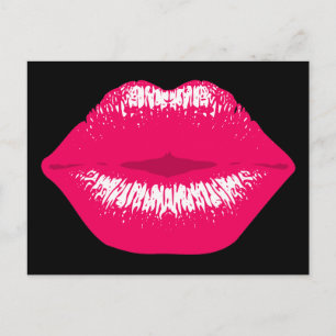 Pinker Kussmund Lippenstiftabdruck Valentinstag Briefkaart