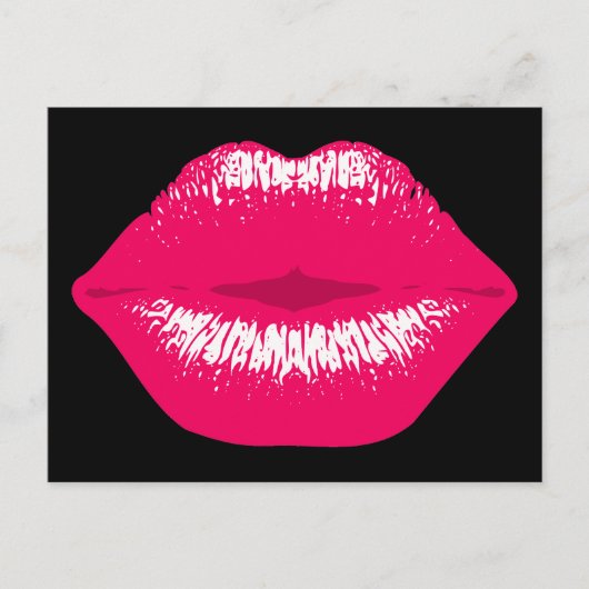Pinker Kussmund Lippenstiftabdruck Valentinstag Briefkaart (Voorkant)