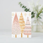 Pinker und goldener Weihnachtsbaum mit Geschenken Briefkaart (Staand voorkant)
