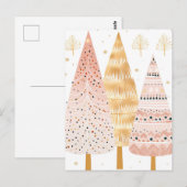 Pinker und goldener Weihnachtsbaum mit Geschenken Briefkaart (Voorkant / Achterkant)