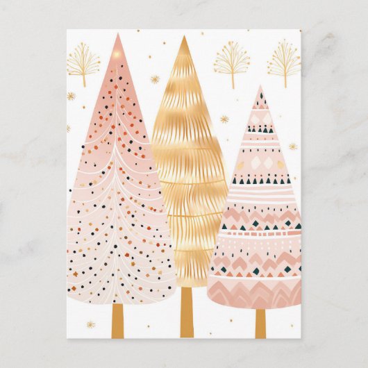 Pinker und goldener Weihnachtsbaum mit Geschenken Briefkaart (Voorkant)