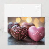 Pinkes Schokoladenherz Valentinstag Briefkaart (Voorkant / Achterkant)