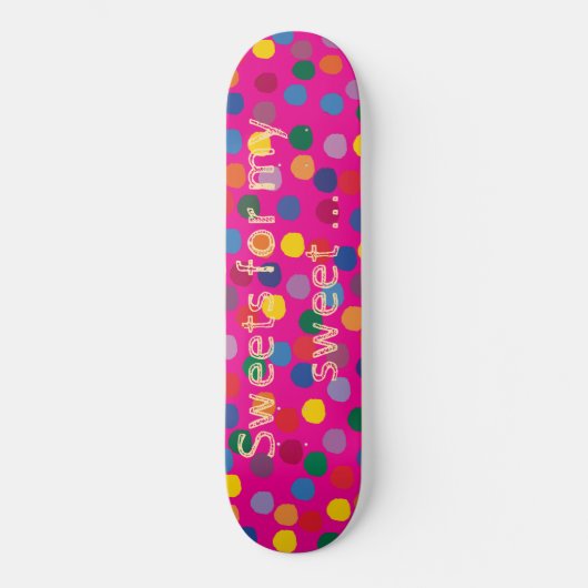 Pinkes Skateboard, bunte Dots, Sweet Persoonlijk Skateboard (Voorkant)