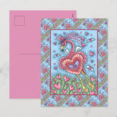 PINKFLAMINGO CUPID EN FLYHEARTS VALENTIJN FEESTDAGENKAART (Voorkant / Achterkant)