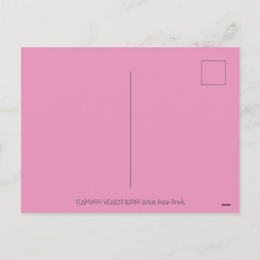 PINKFLAMINGO CUPID EN FLYHEARTS VALENTIJN FEESTDAGENKAART (Achterkant)