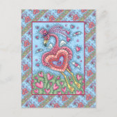 PINKFLAMINGO CUPID EN FLYHEARTS VALENTIJN FEESTDAGENKAART (Voorkant)