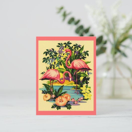  PINKFLAMINGOS IN TROPISCH BOSBOUWBRIEFKAART BRIEFKAART (Staand voorkant)