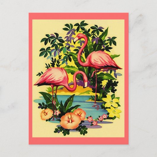  PINKFLAMINGOS IN TROPISCH BOSBOUWBRIEFKAART BRIEFKAART (Voorkant)
