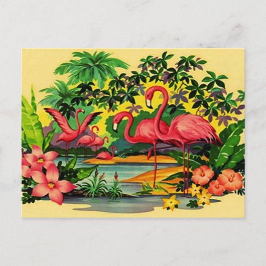  PINKFLAMINGOS IN TROPISCH BOSBOUWBRIEFKAART BRIEFKAART (Voorkant)