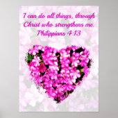  PINKFLORALE FILIPPIËNTEN 4:13 BIBEL VERSE POSTER (Voorkant)
