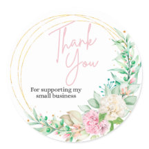 PinkGold Small Business Thank You Round Sticker