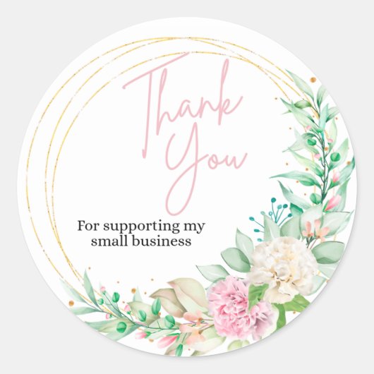 PinkGold Small Business Thank You Round Sticker (Voorkant)
