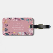 Pinki Floral Pattern Gold Monogram Bagagelabel (Achterkant horizontaal)