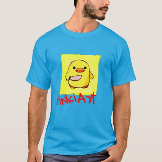 Pinkiart-eend – Speelse pastel karakterconcept T-shirt (Voorkant)