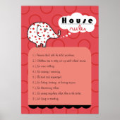 Pinkie Elephant House Rules Large Poster (Voorkant)
