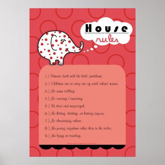 Pinkie Elephant House Rules Large Poster (Voorkant)