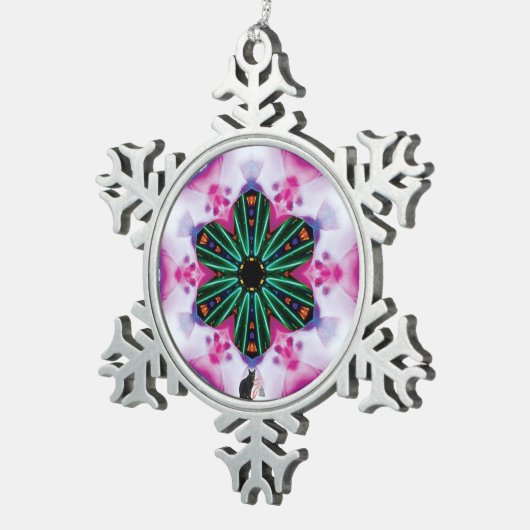 Pinkie Kaleidoscoop Sneeuwvlok Ornament (Rechts)